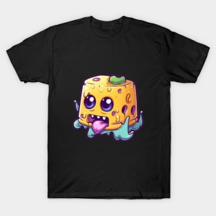 Kawaii Cheese Zombie Food Monsters:When the Cuties Bite Back - A Playful and Spooky Culinary Adventure! T-Shirt